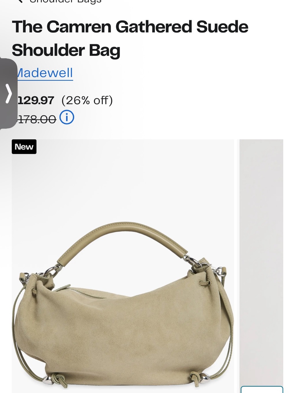 Madewell Suede Shoulder Bag in Light Olive